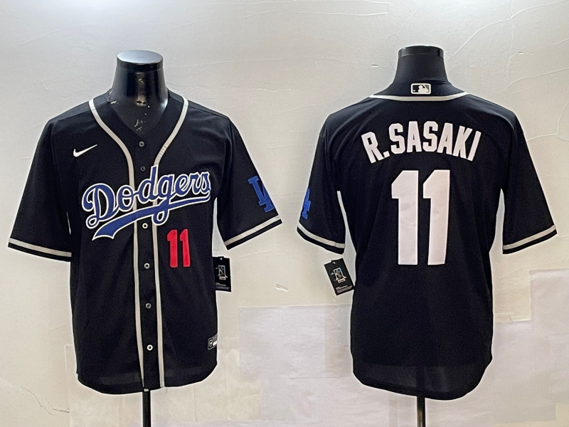 Men's Los Angeles Dodgers Roki Sasaki #11 Black Jersey